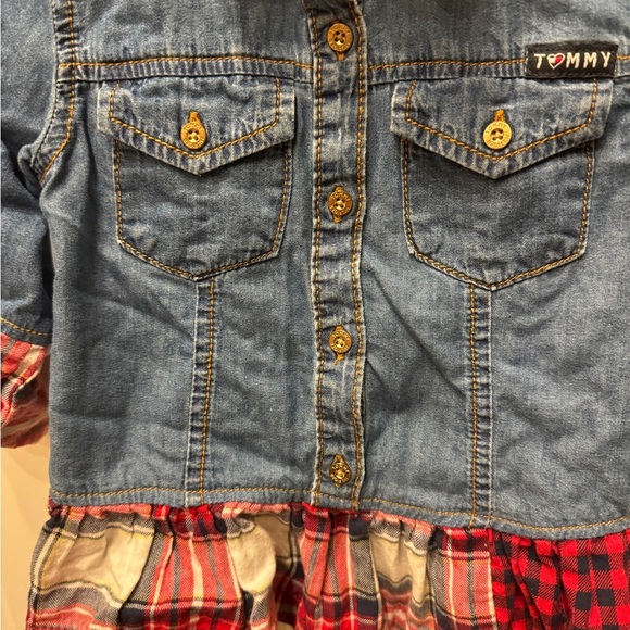 NWOT Tommy Hilfiger 2T Red White and Blue Jean Girls Long Sleeve Top Blouse - Picture 4 of 5